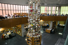 Instalación "Biblioteca de Babel XIII", de José Ignacio Díaz de Rábago. Biblioteca General. Enero de 2018