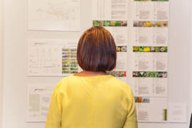 Presentación de las exposiciones realizadas con los trabajos de los alumnos de Arquitectura y Bellas Artes. Rectorado. Septiembre de 2013