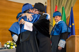 Investidura como Doctor "Honoris Causa" de Miguel Delibes de Castro por la Facultad de Ciencias de la Universidad de Málaga. Rectorado. Junio de 2014