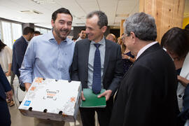 Visita de Pedro Duque, ministro de Ciencia, Innovación y Universidades, al edificio The Green Ray. Campus de Teatinos. Junio de 2018