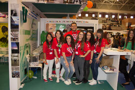 Estand de la Facultad de Comercio y Gestión. Jornadas de Puertas Abiertas de la Universidad de Málaga. Complejo Polideportivo Universitario. Abril de 2015