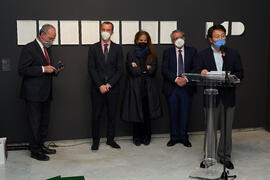 Intervención de Jihoon Oh. Inauguración de la exposición "Why not Korea?". Edificio del Rectorado de la Universidad de Málaga. Enero de 2022