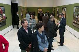 Ambiente en la inauguración de la exposición "Aguatintas por Seguiriyas", de Eugenio Chicano. Palacio Episcopal de Málaga. Enero de 2019