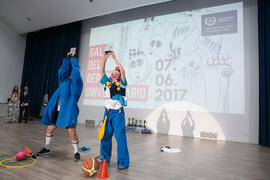 Espectáculo de humor en la Gala del Deporte Universitario 2017. Escuela Técnica Superior de Ingeniería de Telecomunicaciones. Junio de 2017