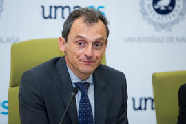 Pedro Duque. Consejo de Gobierno extraordinario de la Universidad de Málaga. Edificio del Rectorado. Junio de 2018