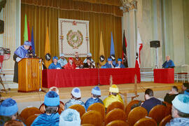Investidura como Doctor "Honoris Causa" de D. Jacques-Louis Lions por la Universidad de Málaga. Teatro María Cristina. Enero de 1994