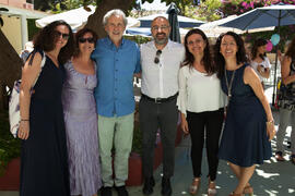 Foto de grupo en la fiesta del Día del Español. Centro Internacional de Español de la Universidad de Málaga. Junio de 2016