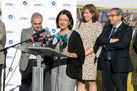 Intervención de Rosa Esteve. Colocación de la primera piedra de la nueva Facultad de Psicología. Campus de Teatinos. Noviembre de 2017