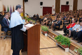 Hipólito Esteban Soler en la investidura como Doctor "Honoris Causa" de Antonio Soler por la Facultad de Filosofía y Letras de la Universidad de Málaga. Paraninfo. Junio de 2016