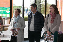 Isabel Jiménez, Juan Teodomiro López y Raquel Barco. Presentación de la instalación "Biblioteca de Babel XIII", de José Ignacio Díaz Rábago. Biblioteca General. Enero de 2018