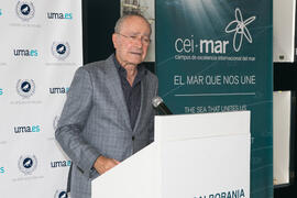 Francisco de la Torre. Presentación del I curso de verano "Mares de Andalucía". Puerto de Málaga. Julio de 2018