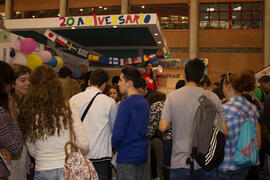 Estand de la Facultad de Turismo. Jornadas de Puertas Abiertas de la Universidad de Málaga. Complejo Polideportivo Universitario. Abril de 2015
