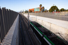 Metro de Málaga y Biblioteca General. Campus de Teatinos. Diciembre de 2020