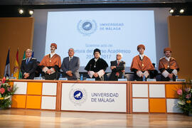 Mesa presidencial en la Apertura del Curso Académico 2016/2017 de la Universidad de Málaga. Salón de actos de la Escuela de Ingenierías Industriales. Septiembre de 2016