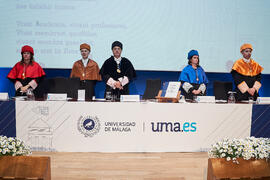 Mesa presidencial. Investidura de Bernardo Quintero como Doctor "Honoris Causa" por la Universidad de Málaga. Paraninfo. Marzo de 2025
