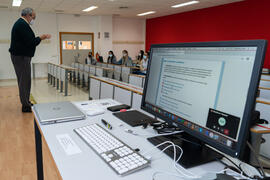 Aula de la Facultad de Ciencias de la Comunicación de la Universidad de Málaga. Campus de Teatinos. Octubre de 2020