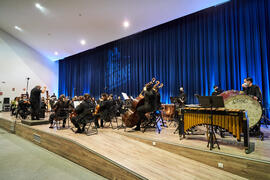 Ensayo del Concierto de Bandas Sonoras de la 31 edición de Fancine de la Universidad de Málaga. Auditorio de la Escuela Técnica de Ingeniería de Telecomunicaciones e Informática. Noviembre de 2021