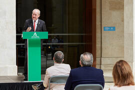 Intervención de Francisco de la Torre. Inauguración de la exposición "Eugenio Chicano Siempre". Museo de Málaga. Mayo de 2021