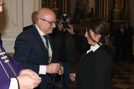Entrega de medallas de la Cofradía de los Estudiantes. Misa de Lunes Santo. Iglesia de San Agustín. Marzo de 2018