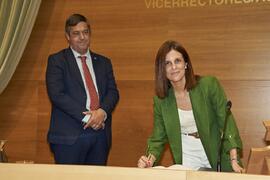 Toma de posesión de Laura Domínguez de la Rosa como nueva Vicerrectora Adjunta de Igualdad de la Universidad de Málaga. Edificio del Rectorado. Abril de 2024