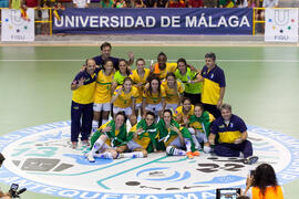 Jugadoras de Brasil. Partido Brasil contra España. 14º Campeonato del Mundo Universitario de Fútbol Sala 2014 (FUTSAL). Antequera. Julio de 2014