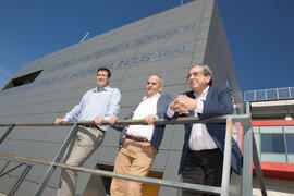 Ernesto Pimentel, José Ángel Narváez y Miguel de Aguilera. Debate electoral entre los candidatos a Rector de la Universidad de Málaga. Escuela Técnica Superior de Ingeniería Industrial. Noviembre de 2015