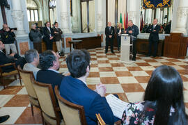 Intervención de Antonio Banderas en la entrega de los II Premios de Investigación de la Cátedra de Estudios Cofrades. Ayuntamiento de Málaga. Marzo de 2018