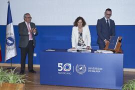 Toma de posesión de Stella Martín de las Heras como catedrática del Área de Medicina Legal y Forense de la Universidad de Málaga. Toma de posesión de nuevos catedráticos y profesores titulares de la Universidad de Málaga. Paraninfo. Noviembre de 2023