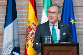 Intervención de Miguel Porras en la Apertura del Curso Académico 2017/2018 de la Universidad de Málaga. Salón de actos de la Facultad de Turismo. Septiembre de 2017