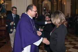 Entrega de medallas de la Cofradía de los Estudiantes. Misa de Lunes Santo. Iglesia de San Agustín. Marzo de 2018