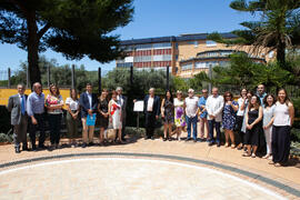 Foto de grupo. Inauguración de la glorieta Botánicos de la UMA. Jardín Botánico de la Universidad de Málaga. Junio de 2018