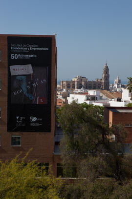 Cartel del 50 Aniversario de la Facultad de Económicas. Facultad de Ciencias Económicas y Empresariales, Campus de El Ejido. Mayo de 2015
