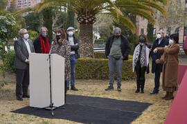 Intervención de María Isabel Hombrados. Inauguración de la escultura "6+1", de José Ignacio Díaz de Rábago. Facultad de Ciencias de la Educación y Psicología. Campus de Teatinos. Enero de 2022