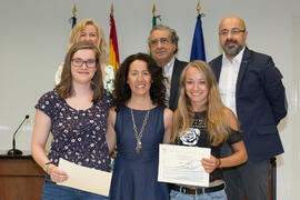 Grupo de alumnos en su graduación del CIE-UMA el Día del Español. Centro Internacional de Español de la Universidad de Málaga. Junio de 2016