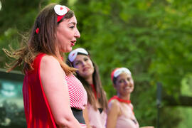 Representación de la obra "Superheroínas, S.L." de la compañía de teatro Caramala. Cursos de Verano de la Universidad de Málaga. Marbella. Julio de 2018