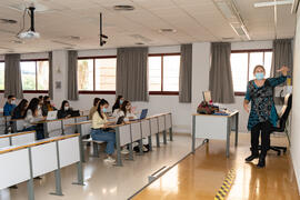 Aula de la Facultad de Ciencias de la Comunicación de la Universidad de Málaga. Campus de Teatinos. Octubre de 2020