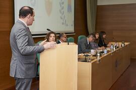 Intervención de Javier González de Lara y Sarria. I Premios del Aula de Economía y Deporte de la Universidad de Málaga. Edificio del Rectorado. Febrero de 2024