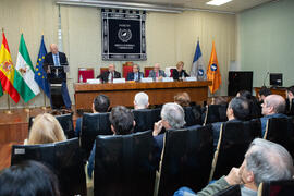 Intervención de Francisco González Fajardo. Nombramiento de José Sánchez Maldonado como Alumno de Honor de la Facultad de Ciencias Económicas y Empresariales. Facultad de Ciencias Económicas y Empresariales. Diciembre de 2019