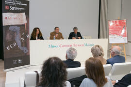 Rafael Vidal Delgado presenta la conferencia "El tiempo del Quijote", del Catedrático de Historia Económica Juan Francisco Zambrana. Sala de Conferencias del Museo Carmen Thyssen. Marzo de 2016