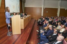 Intervención de Sarah Almagro Vallejo. I Premios del Aula de Economía y Deporte de la Universidad de Málaga. Edificio del Rectorado. Febrero de 2024