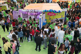 Estand de Logopedia y Facultad de Ciencias. Jornadas de Puertas Abiertas de la Universidad de Málaga. Complejo Polideportivo Universitario. Abril de 2018