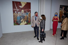 Elías Bendodo, Mariluz Reguero y Patricia del Pozo. Inauguración de la exposición "Eugenio Chicano Siempre". Museo de Málaga. Mayo de 2021
