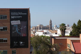 Cartel del 50 Aniversario de la Facultad de Económicas. Facultad de Ciencias Económicas y Empresariales, Campus de El Ejido. Mayo de 2015