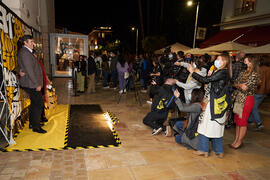 Medios de comunicación frente al photocall. Inauguración de la 31ª edición de Fancine de la Universidad de Málaga. Cine Albéniz. Noviembre de 2021