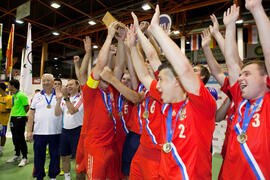 Medalla de oro para Rusia. Acto de clausura y entrega de medallas. 14º Campeonato del Mundo Universitario de Fútbol Sala 2014 (FUTSAL). Antequera. Julio de 2014