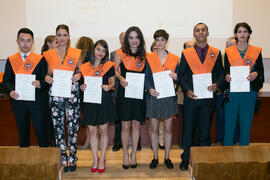 Grupo de alumnos en su graduación de Máster de la Facultad de Ciencias Económicas y Empresariales de la Universidad de Málaga. Paraninfo. Mayo de 2017