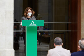 Intervención de Mariluz Reguero. Inauguración de la exposición "Eugenio Chicano Siempre". Museo de Málaga. Mayo de 2021