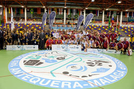 Equipos ganadores. Acto de clausura y entrega de medallas. 14º Campeonato del Mundo Universitario de Fútbol Sala 2014 (FUTSAL). Antequera. Julio de 2014