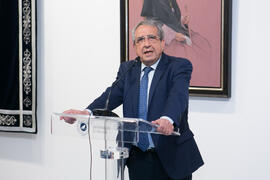 José Ángel Narváez. Presentación del cuadro de la rectora Adelaida de la Calle en la Galería de Rectores de la Universidad de Málaga. Edificio del Rectorado. Marzo de 2019