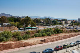 Obras junto al tranvía. Campus de Teatinos. Julio de 2021